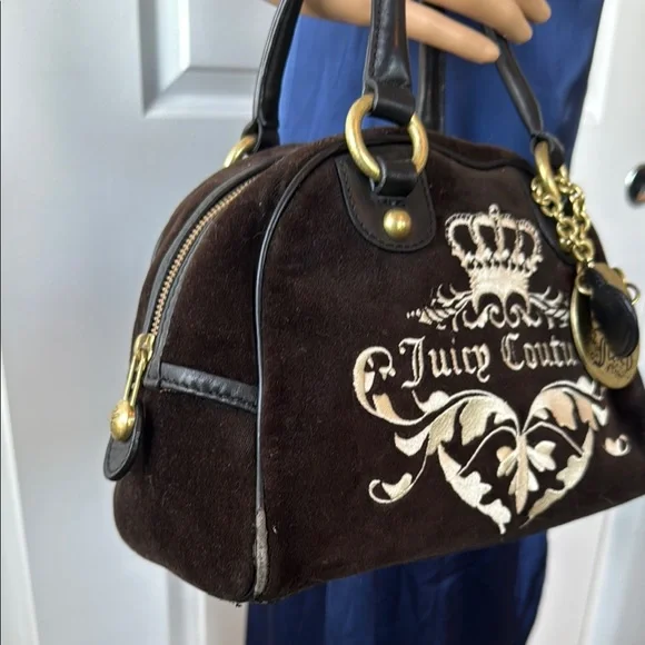 Juicy Couture ROYAL JUICY brown gold bowler bag purse Y2K - Picture 6 of 16